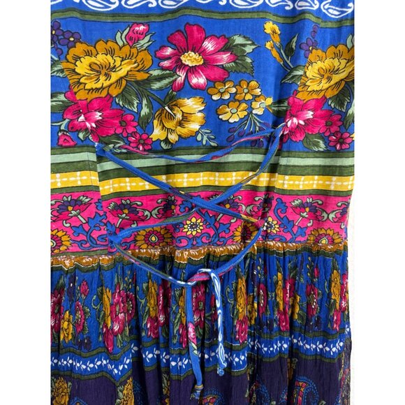 VTG Jasmine by KVM floral colorful crinkle button down maxi dress sz S - Picture 10 of 10